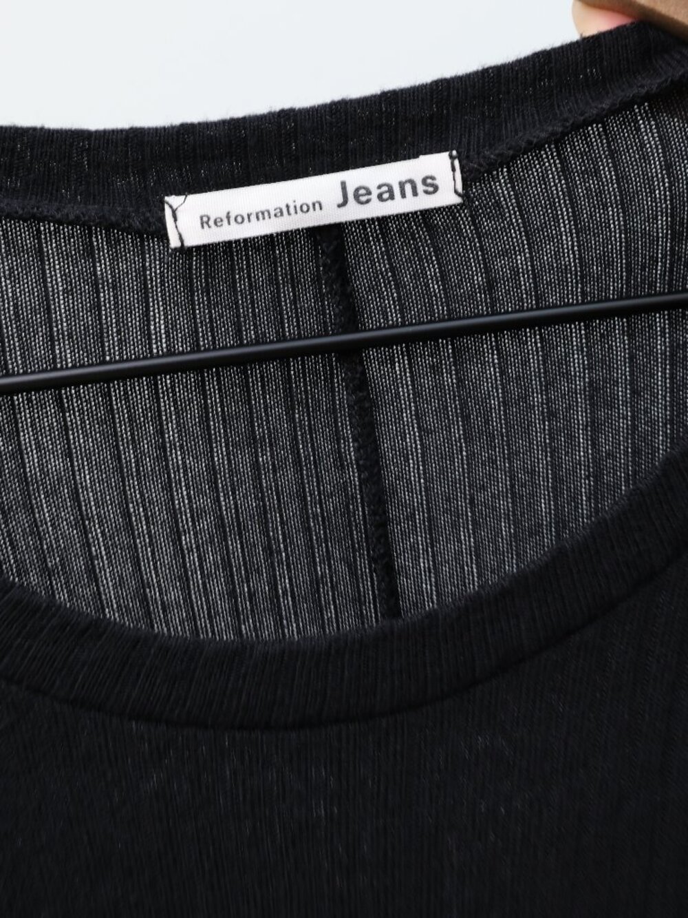 Reformation Jeans Wednesday Ribbed Long Sleeve Dress in Black Size M - Picture 4 of 4